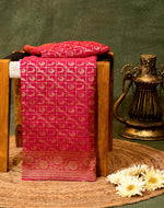 Handwoven Pink Banarasi Crape Georgette Saree