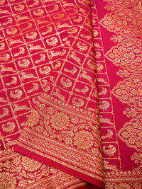 Handwoven Pink Banarasi Crape Georgette Saree