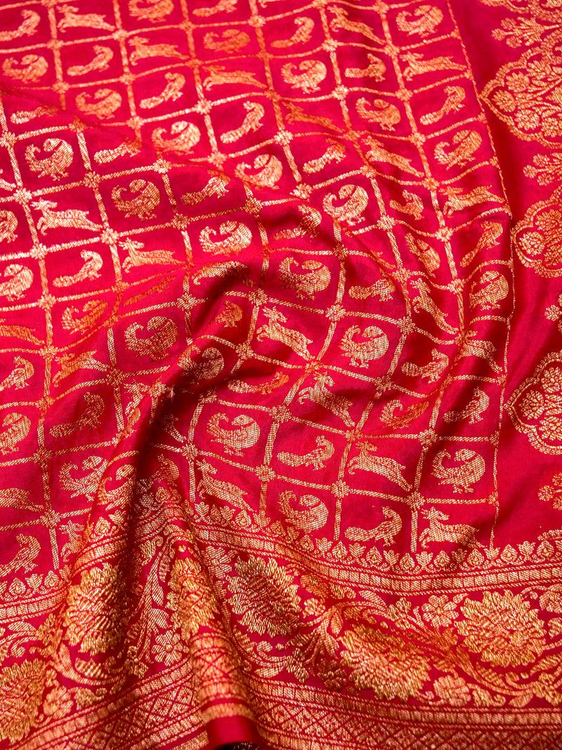 Handwoven Pink Banarasi Crape Georgette Saree