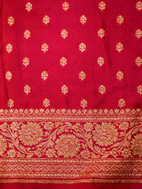 Handwoven Pink Banarasi Crape Georgette Saree