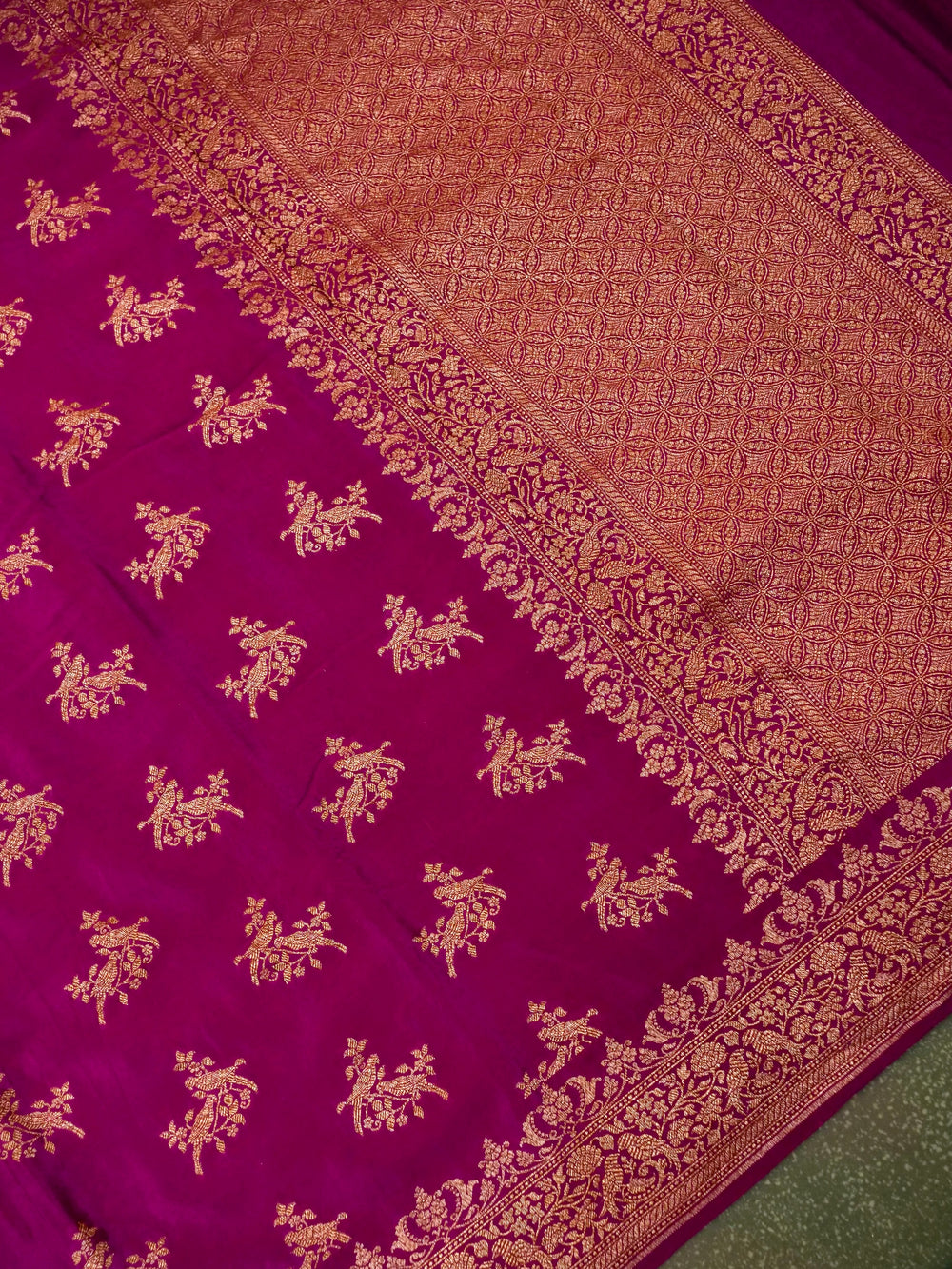 Handwoven Magenta Banarasi Crape Georgette Saree