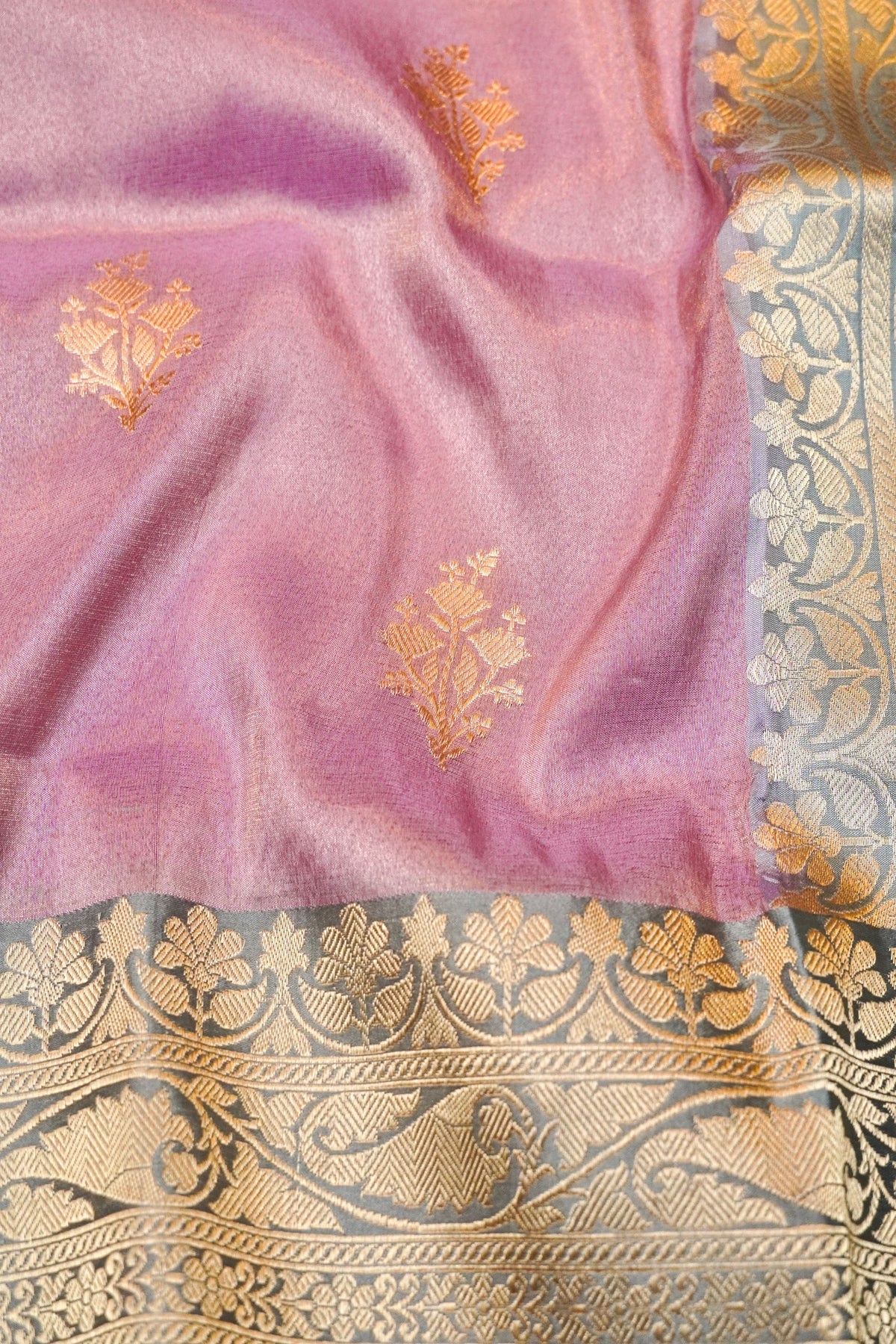 Handwoven Baby Pink Banarasi Tissue Silk Saree