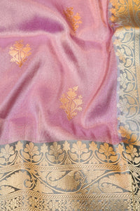 Handwoven Baby Pink Banarasi Tissue Silk Saree