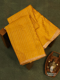 Handwoven Yellow Banarasi Mashru Silk Saree