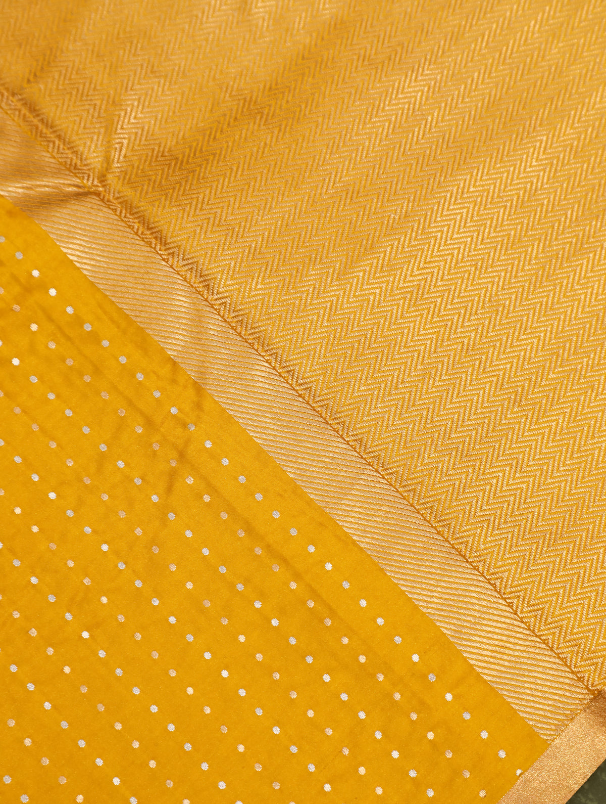 Handwoven Yellow Banarasi Mashru Silk Saree