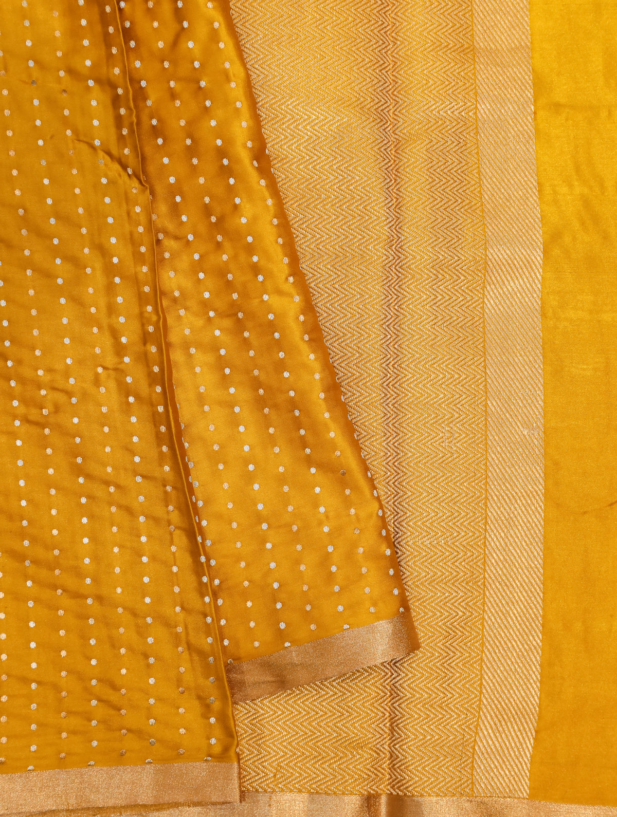 Handwoven Yellow Banarasi Mashru Silk Saree