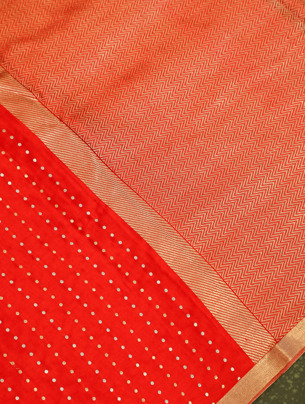 Handwoven Red Banarasi Mashru Silk Saree