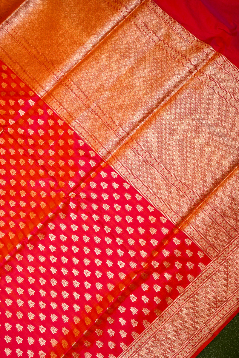 Handwoven Reddish Pink Banarasi Katan Silk Saree