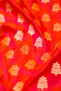 Handwoven Reddish Pink Banarasi Katan Silk Saree