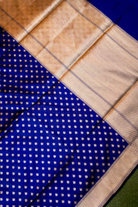 Handwoven Blue Banarasi Katan Silk Saree