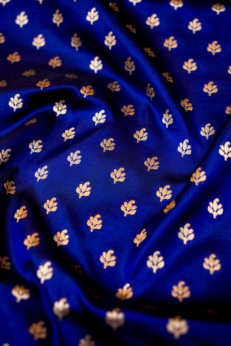 Handwoven Blue Banarasi Katan Silk Saree