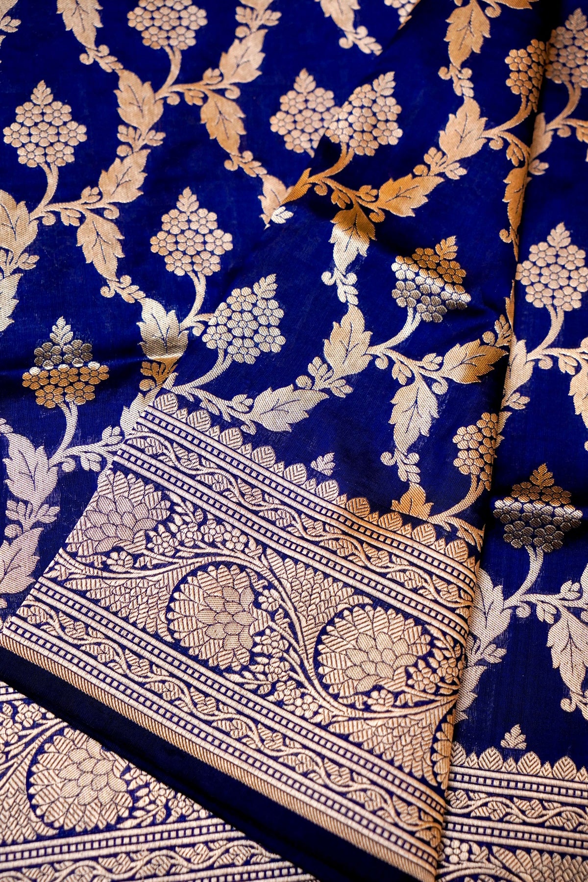 Handwoven Royal Blue Banarasi Katan Silk Saree