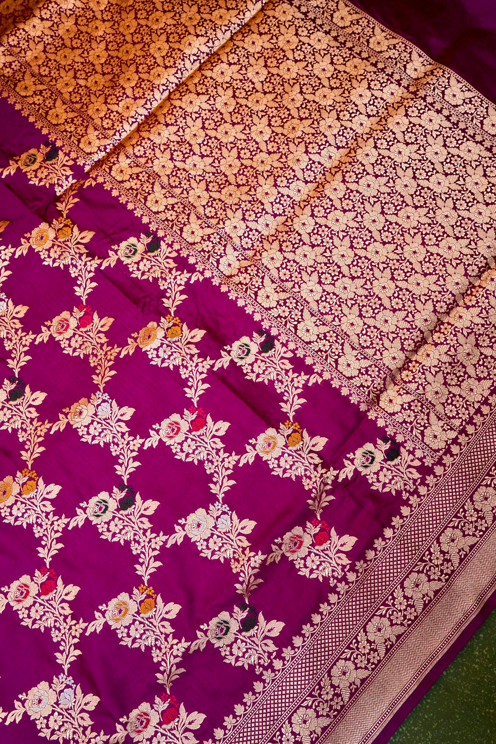 Handwoven Magenta Banarasi Katan Silk Saree