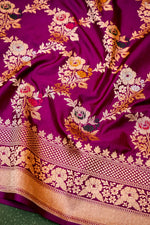 Handwoven Magenta Banarasi Katan Silk Saree