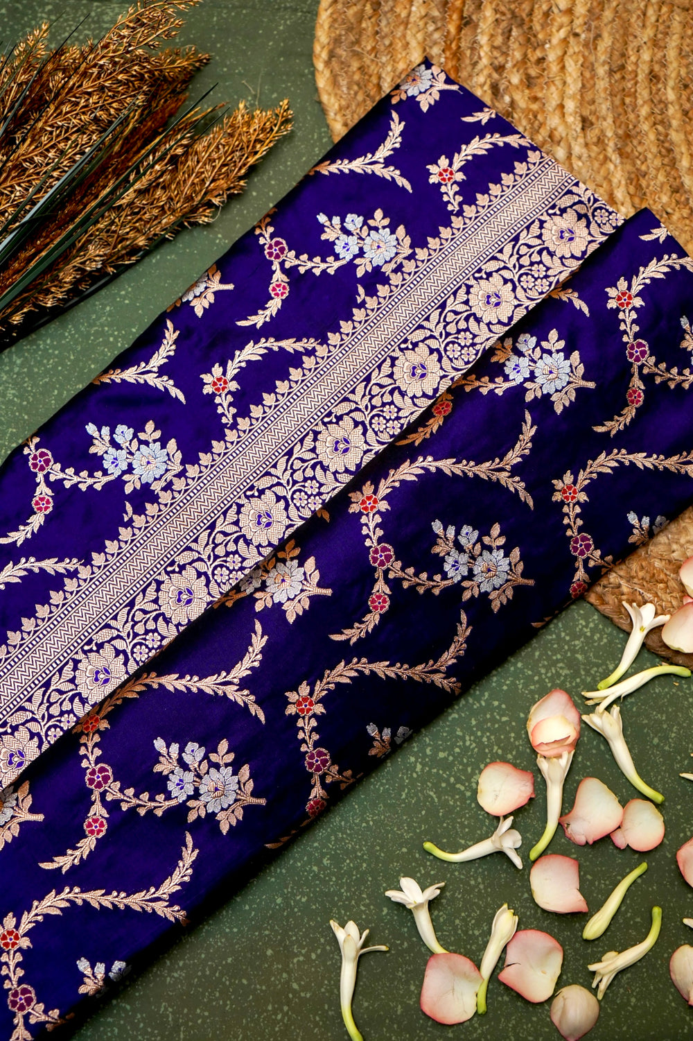 Handwoven Violet Banarasi Katan Silk Saree