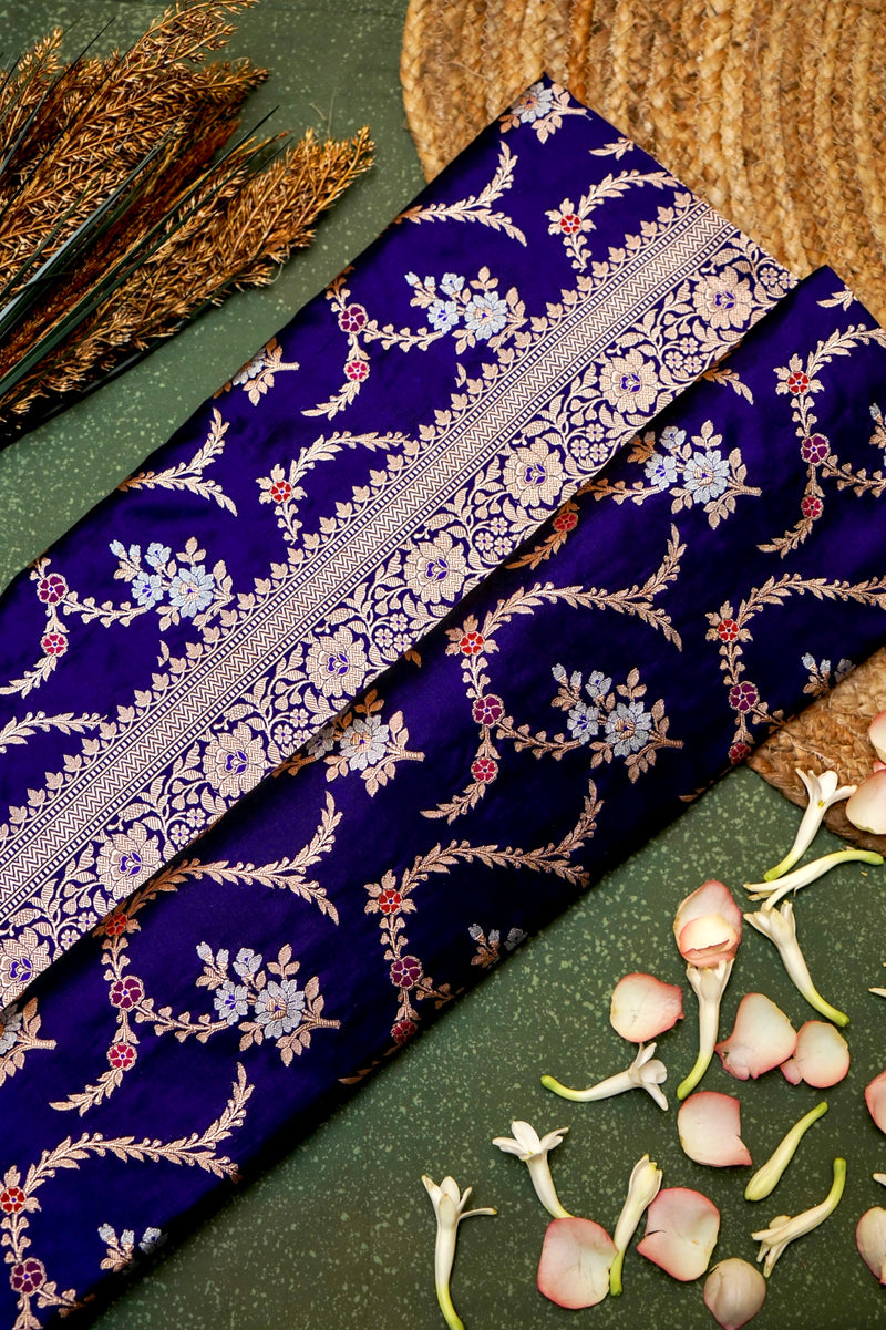 Handwoven Violet Banarasi Katan Silk Saree