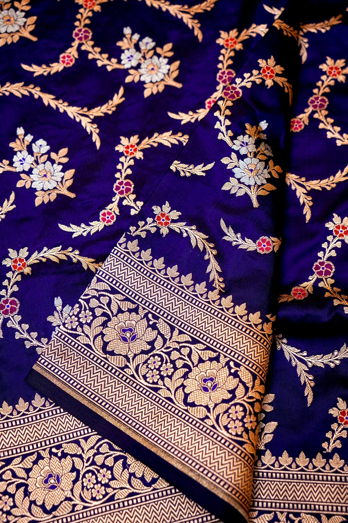 Handwoven Violet Banarasi Katan Silk Saree