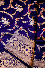 Handwoven Violet Banarasi Katan Silk Saree