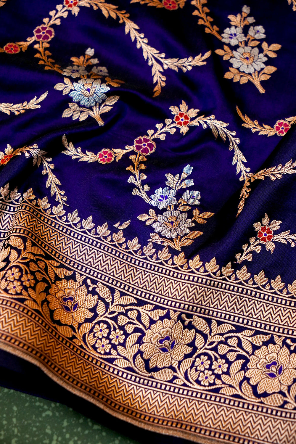 Handwoven Violet Banarasi Katan Silk Saree