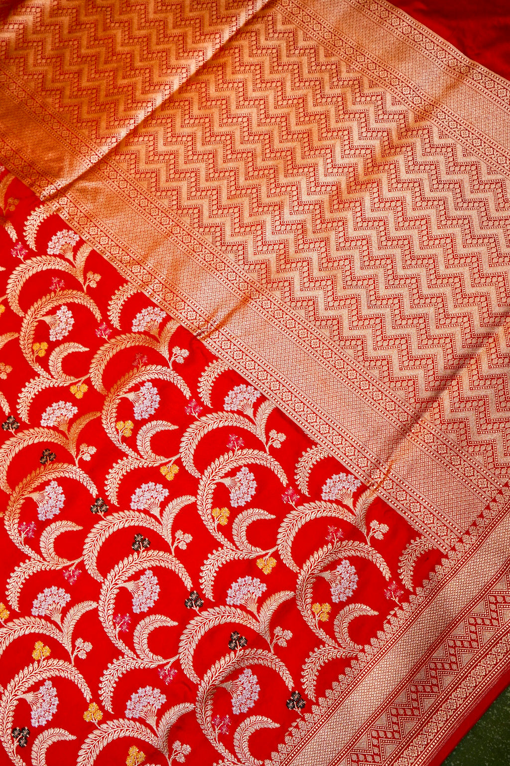 Handwoven Red Banarasi Katan Silk Saree