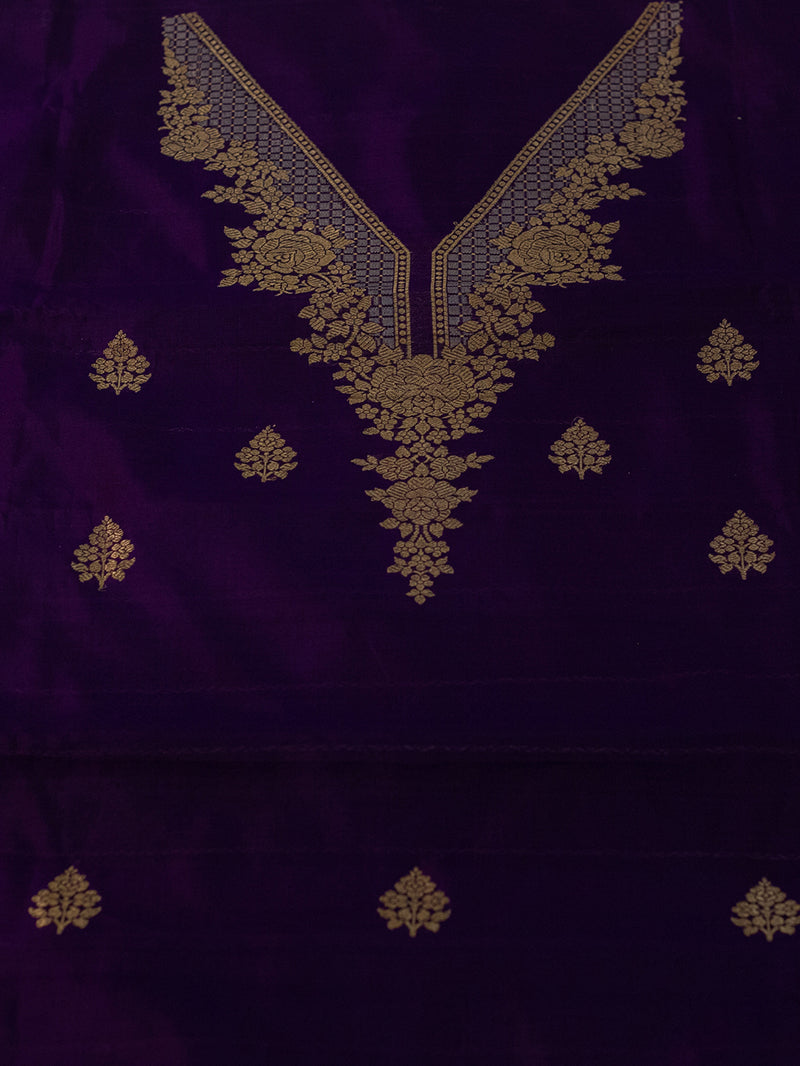 Handwoven Violet Banarasi Katan Silk Suit