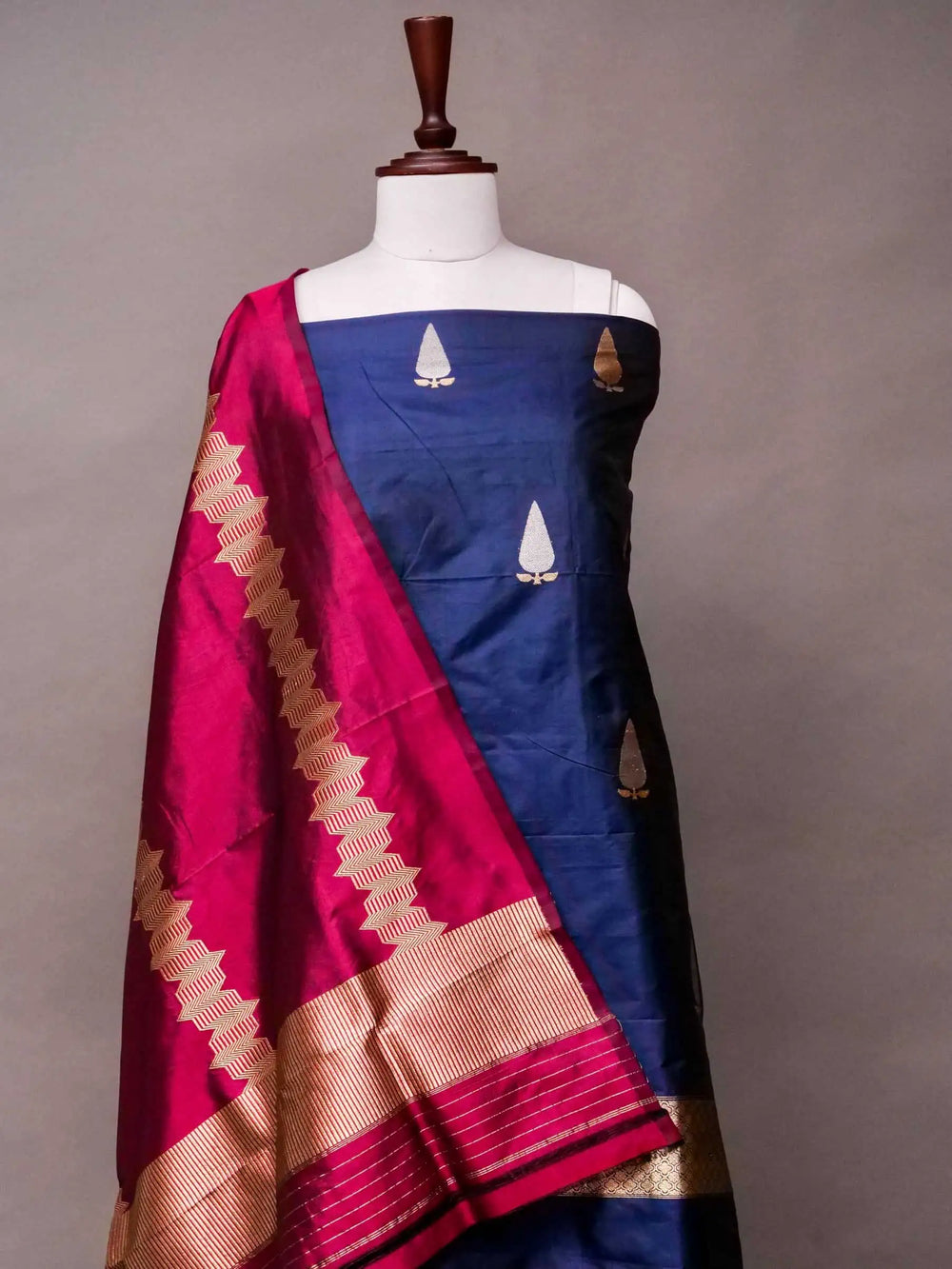 Handwoven Banarasi Blue Katan Silk Suit