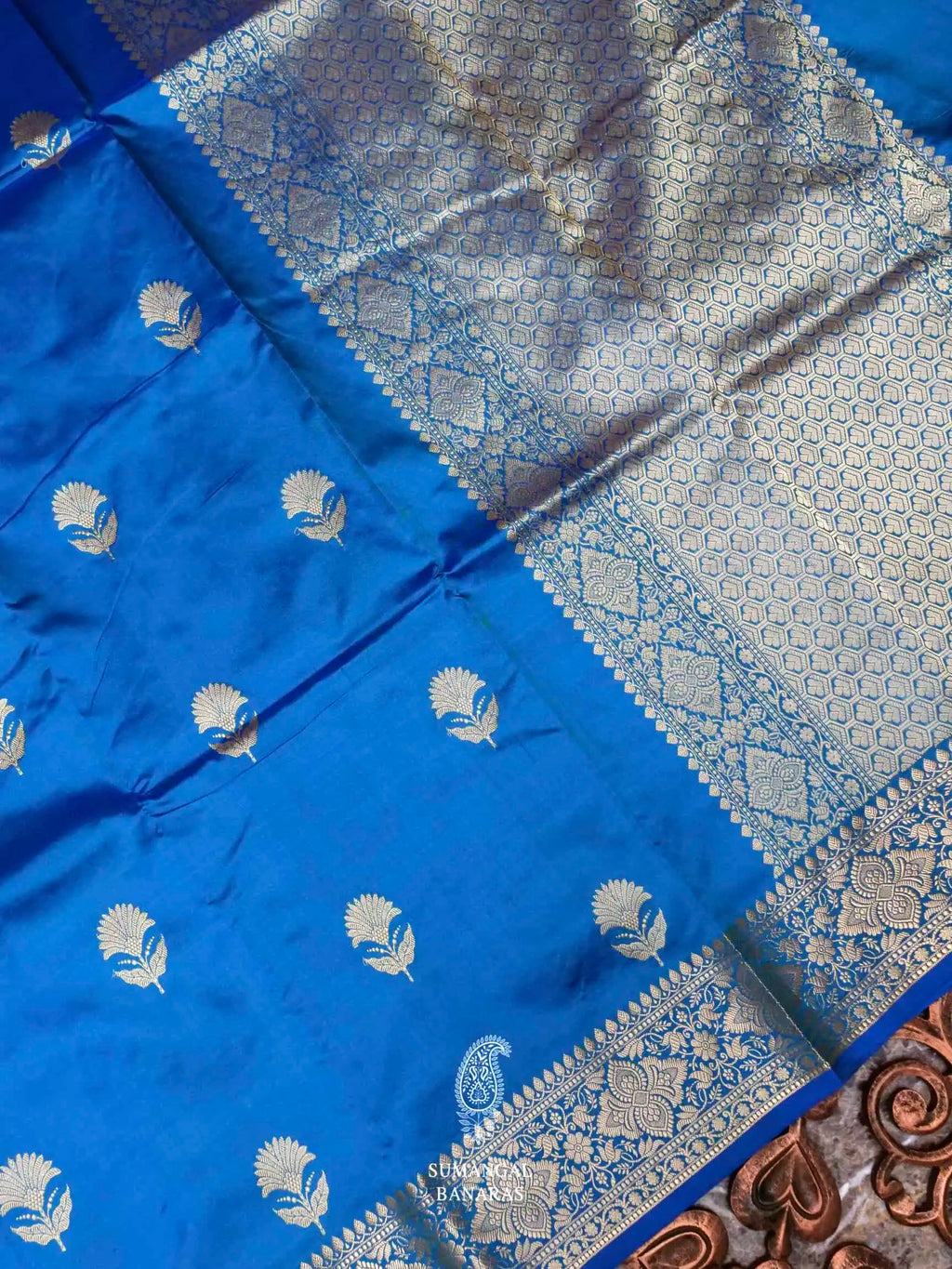 Handwoven Blue Banarasi Katan Silk Saree