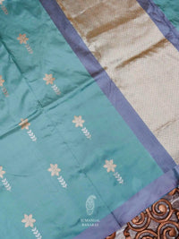 Handwoven Powder Blue Banarasi Katan Silk Saree