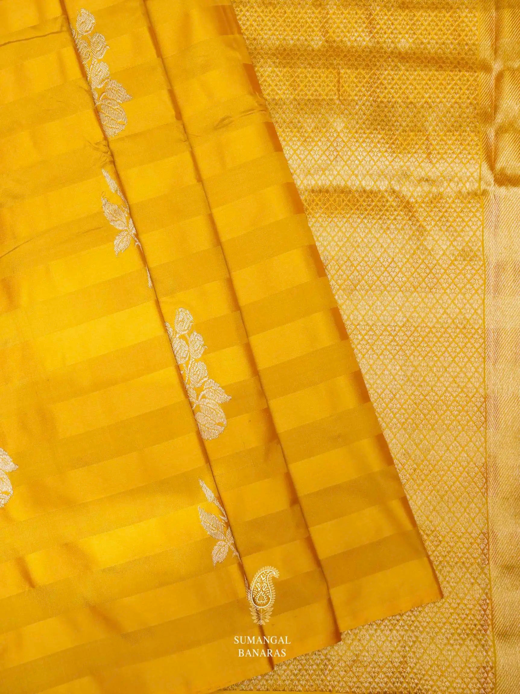 Lemon Yellow Color Soft Banarasi Silk With Fancy Saree Collection At  Wholesale Rate