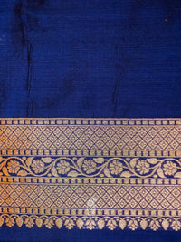 Handwoven Sapphire Blue Banarasi Shikargaah Katan Silk Saree