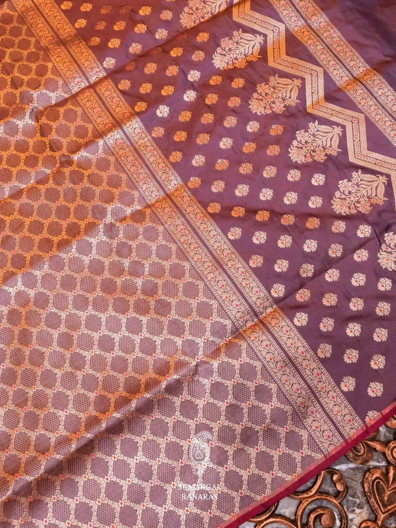 Handwoven Dusty Pink Banarasi Katan Silk Saree