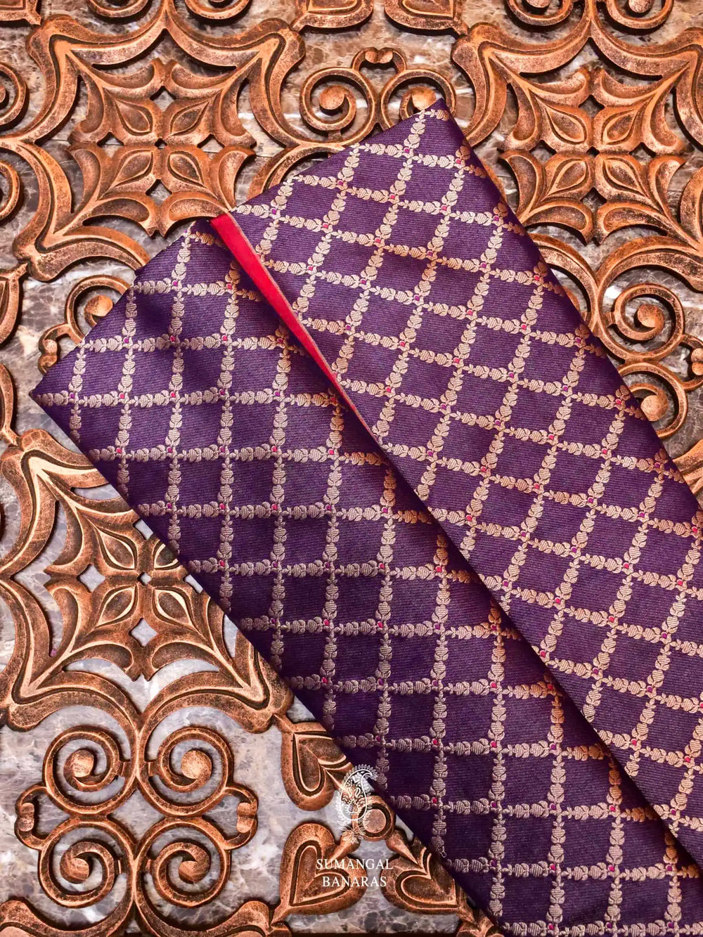 Handwoven Velvet Purple Banarasi Katan Silk Saree