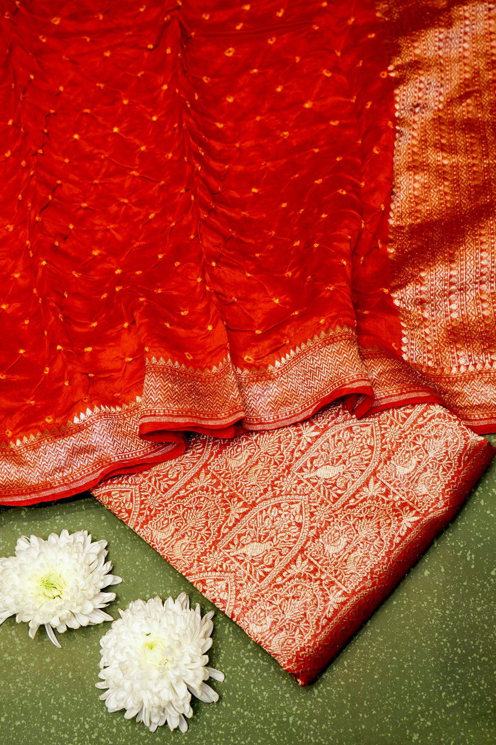 Handwoven Red Banarasi Moonga Silk Suit