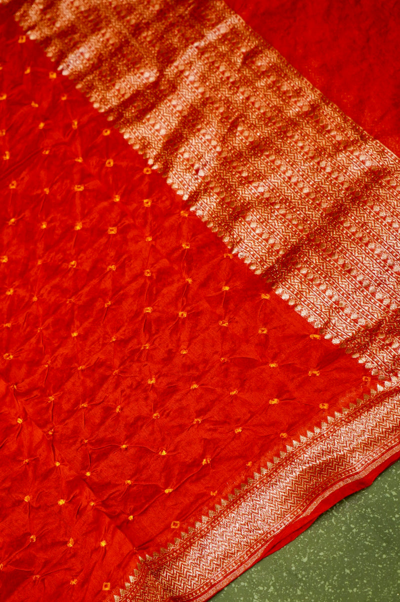 Handwoven Red Banarasi Moonga Silk Suit