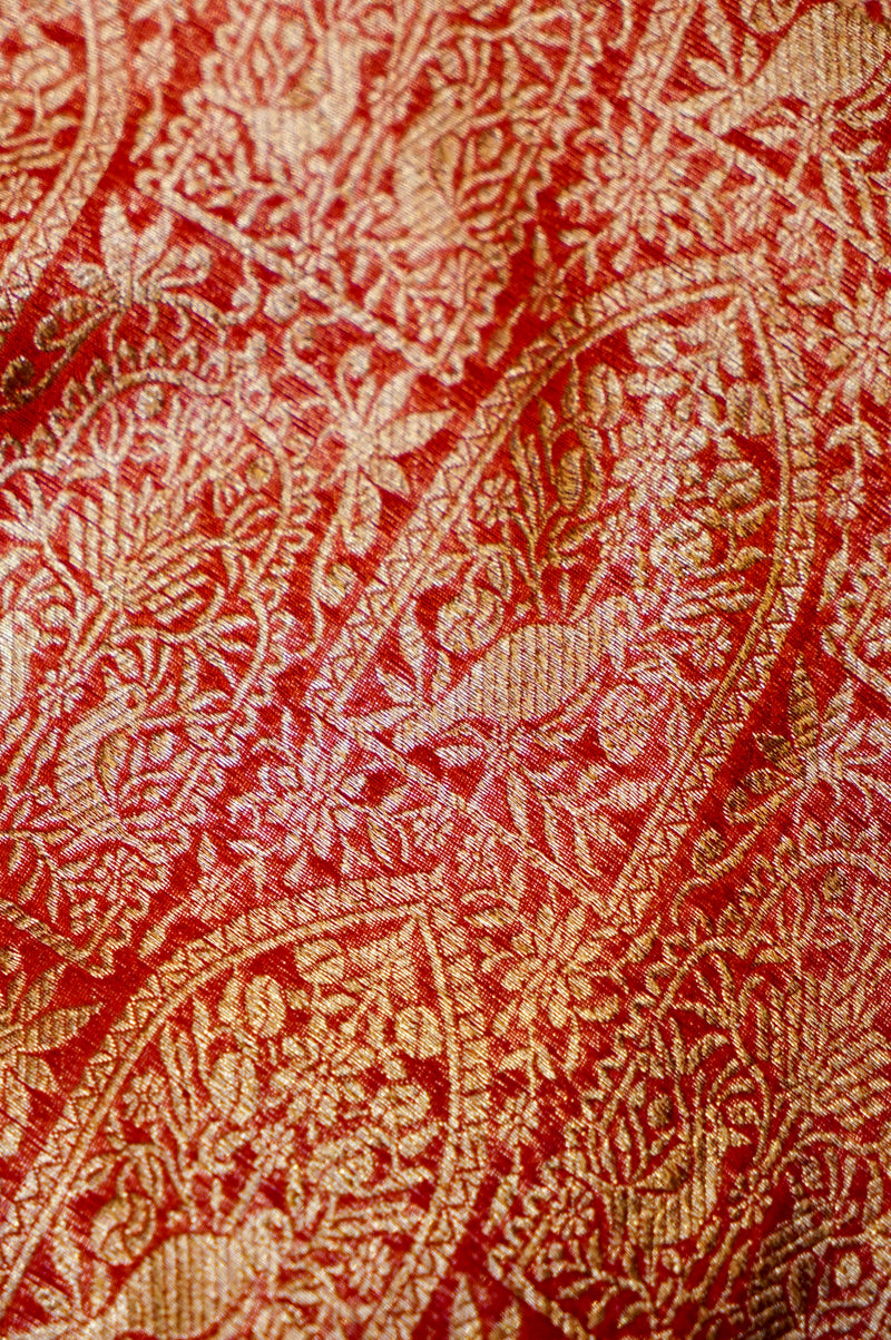 Handwoven Red Banarasi Moonga Silk Suit