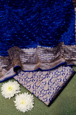 Handwoven Blue Banarasi Tissue Silk Suit