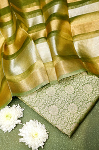 Handwoven Green Banarasi Moonga Silk Suit