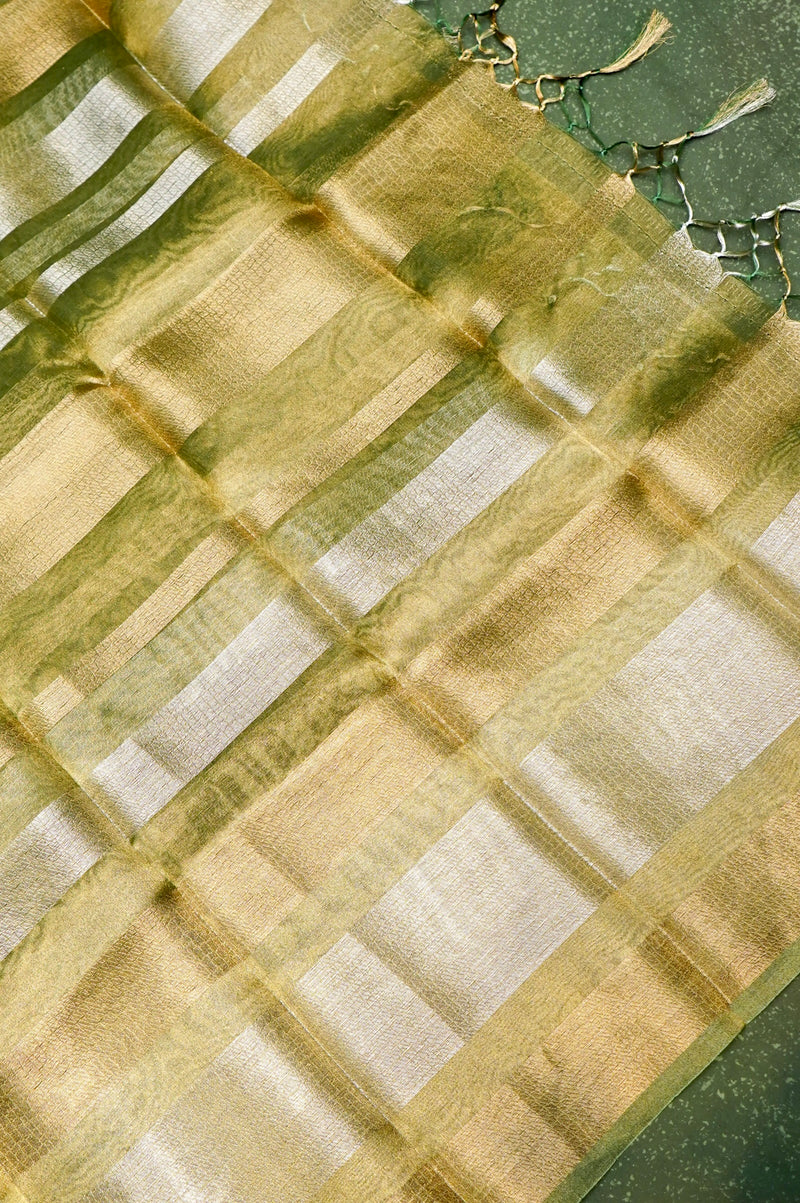 Handwoven Green Banarasi Moonga Silk Suit