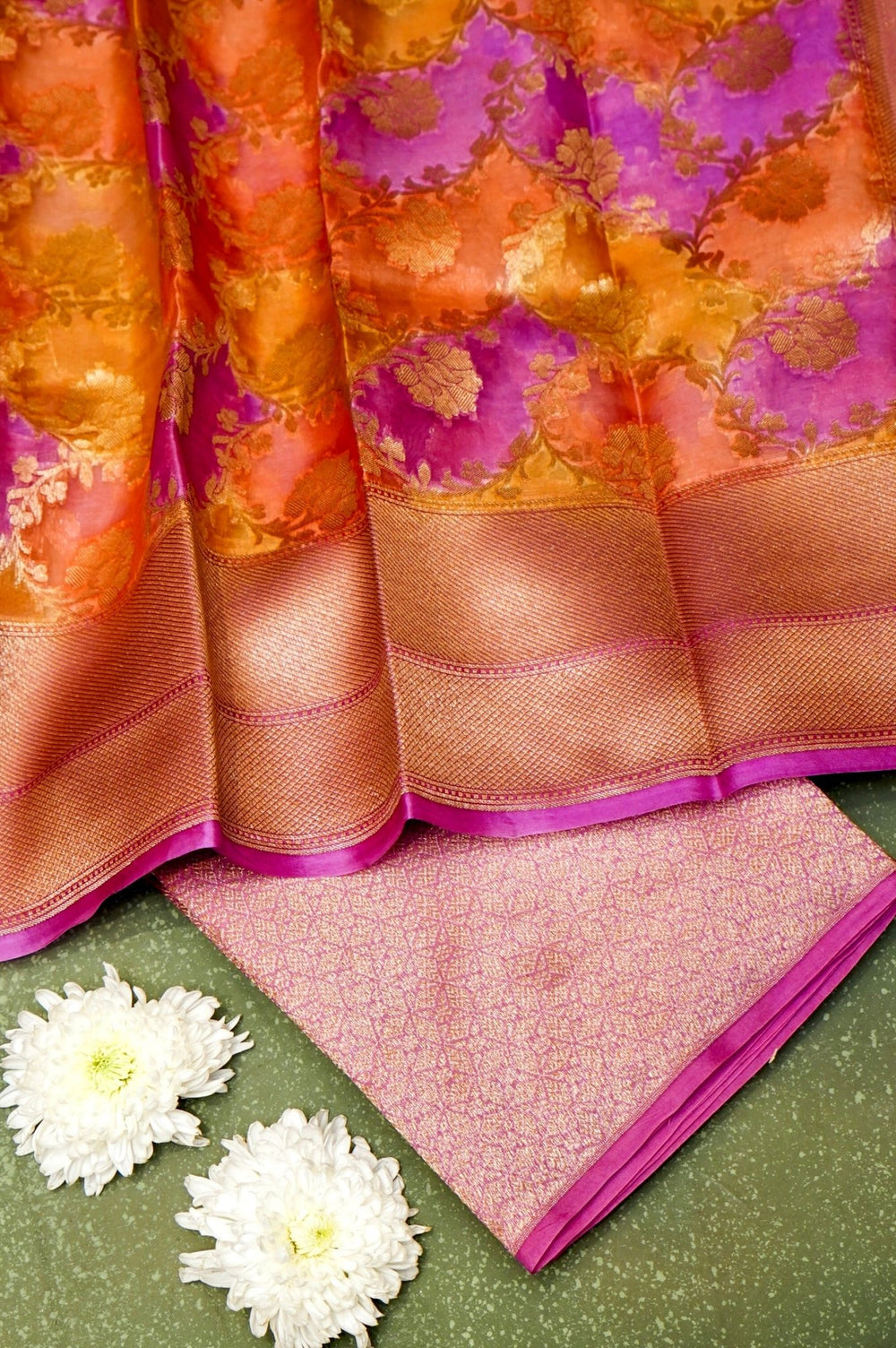 Handwoven Pink Banarasi Tissue silk Suit