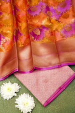 Handwoven Pink Banarasi Tissue silk Suit