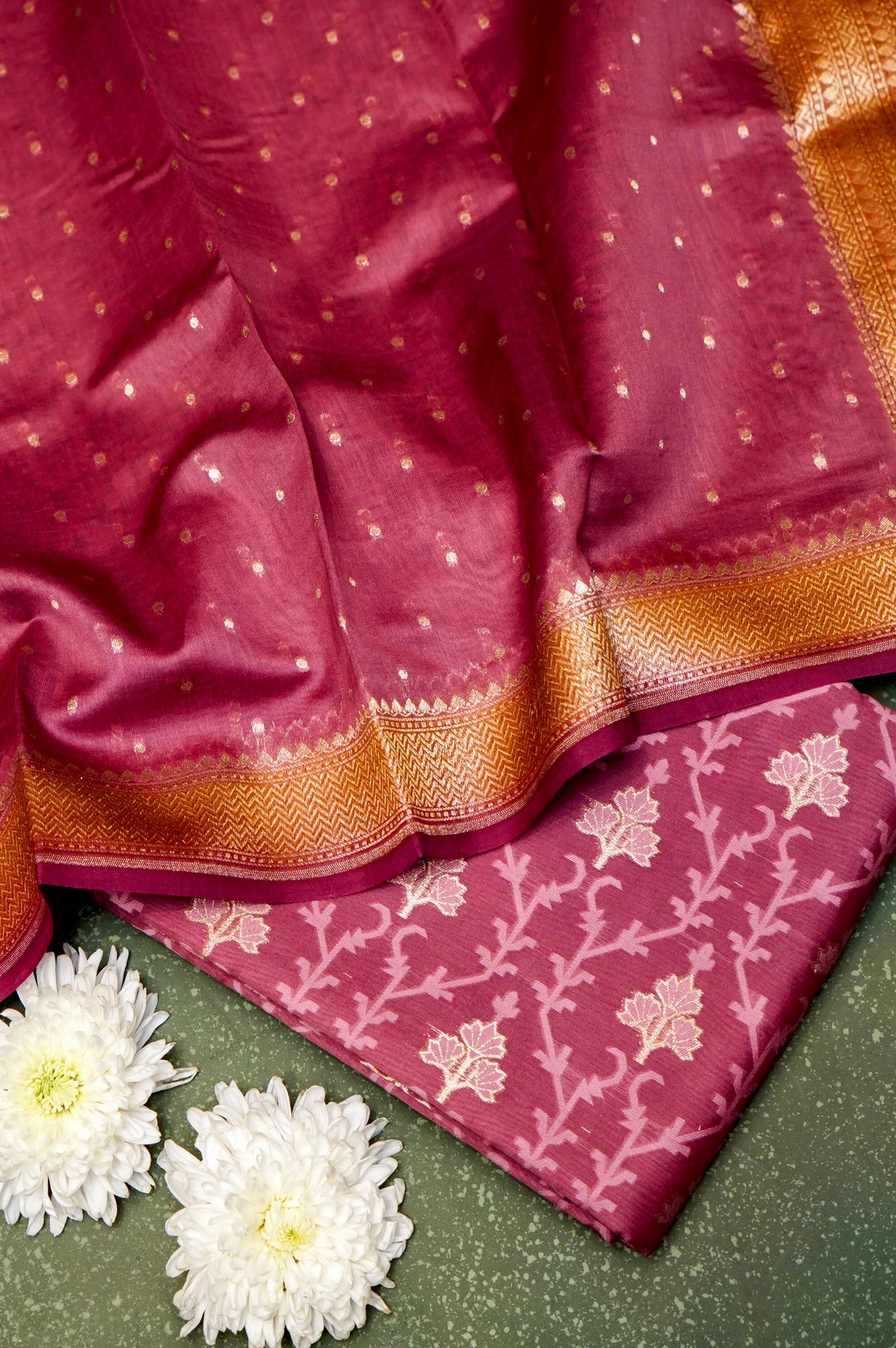 Handwoven Magenta Banarasi Moonga Silk Suit