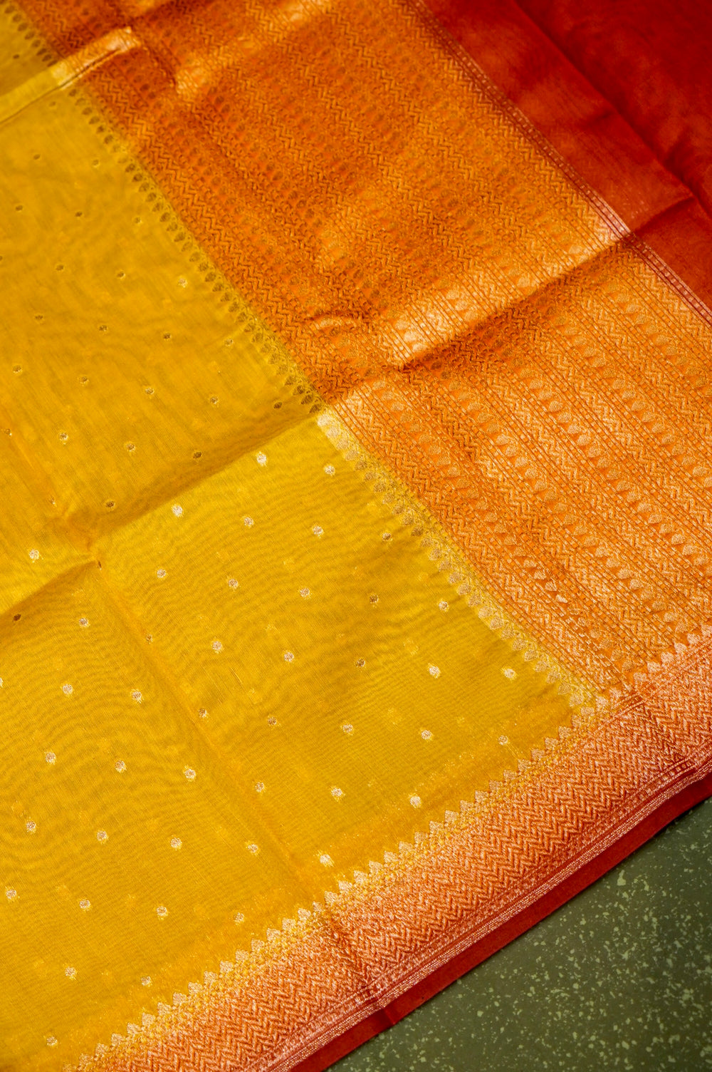 Handwoven Yellow Banarasi Moonga Silk Suit