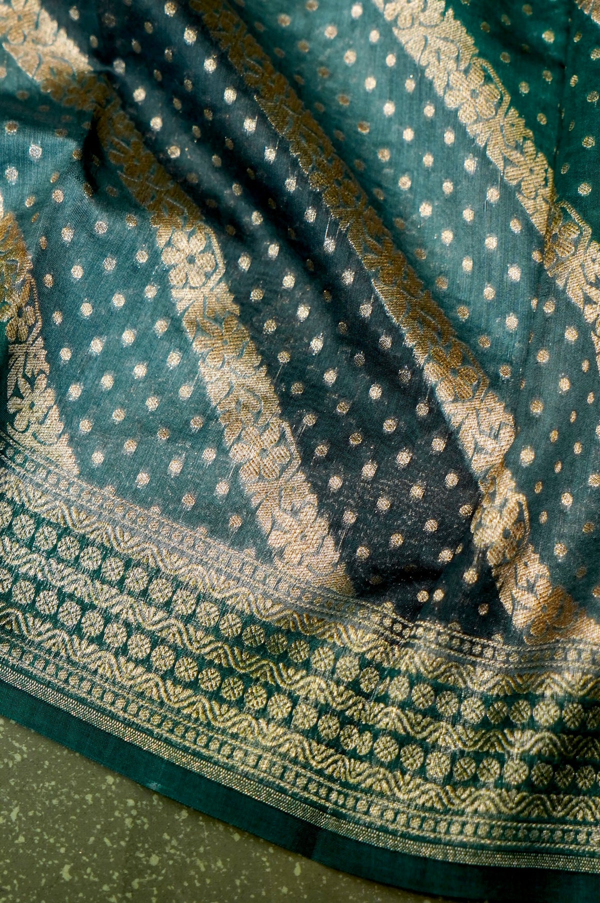 Handwoven Teal Green Banarasi Moonga Silk Suit