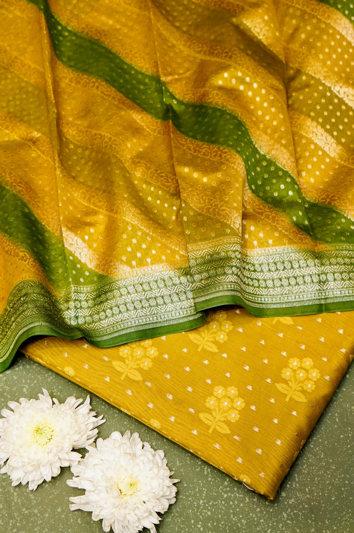 Handwoven Mustard Banarasi Moonga Silk Suit