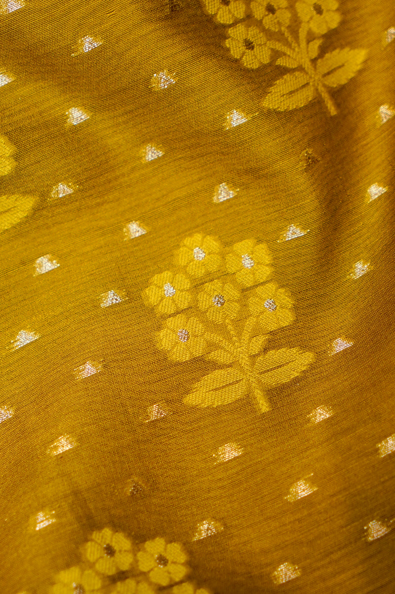 Handwoven Mustard Banarasi Moonga Silk Suit