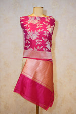 Handwoven Magenta Banarasi Katan Silk Dupatta