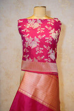 Handwoven Magenta Banarasi Katan Silk Dupatta