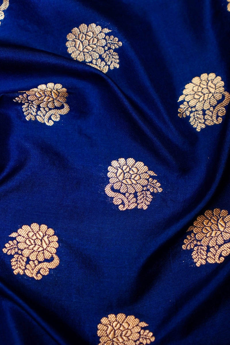 Handwoven Blue Banarasi Katan Silk Suit