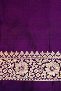 Handwoven Dark Purple Banarasi Katan Silk Saree