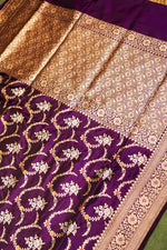 Handwoven Dark Purple Banarasi Katan Silk Saree